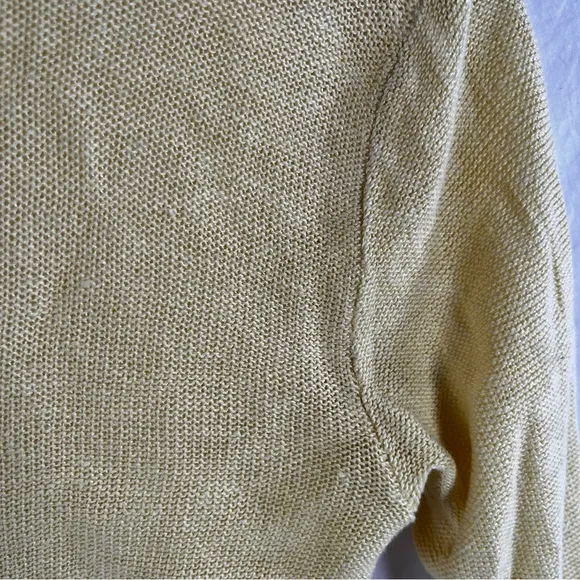 Eileen Fisher Limelight Yellow Linen Asymmetrical Seam Out Boxy Sweater Top S