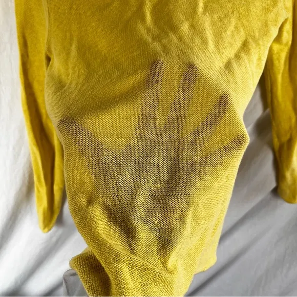 Eileen Fisher Limelight Yellow Linen Asymmetrical Seam Out Boxy Sweater Top S