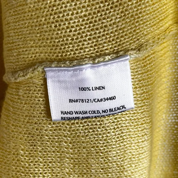 Eileen Fisher Limelight Yellow Linen Asymmetrical Seam Out Boxy Sweater Top S