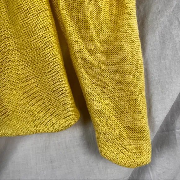 Eileen Fisher Limelight Yellow Linen Asymmetrical Seam Out Boxy Sweater Top S