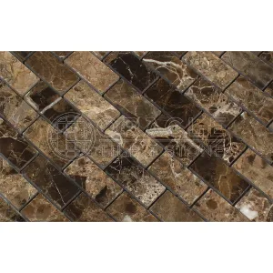 Emperador Dark Spanish Marble 1 X 2 Brick Mosaic Tile, Polished