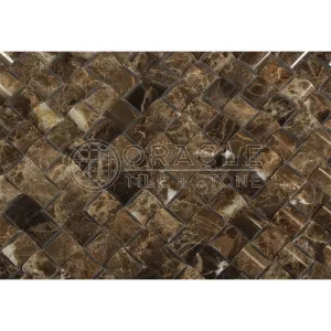 Emperador Dark Spanish Marble 3D Small Bread Mosaic, Polished