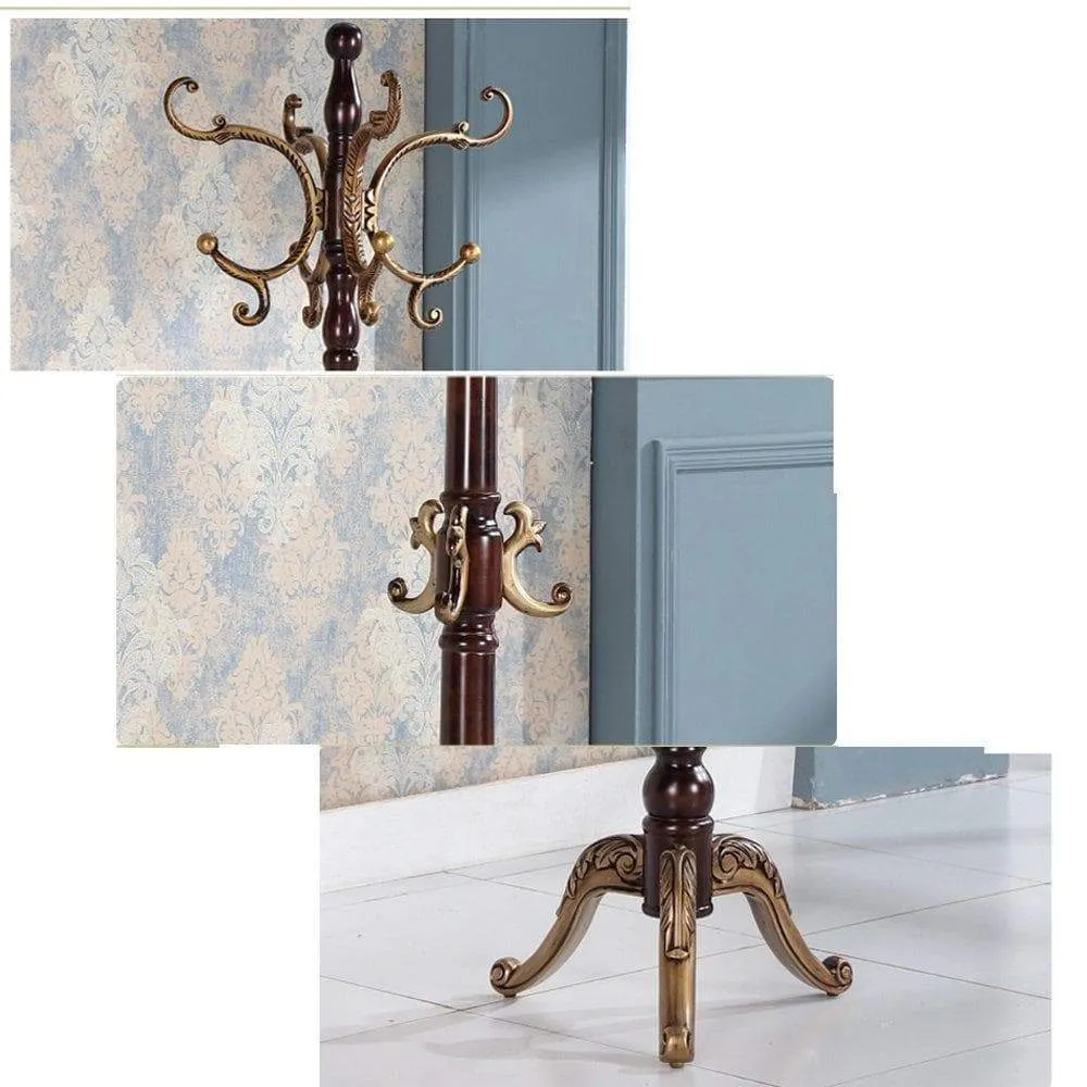 European Style Solid Wood Coat Racks Indoor Landing Bedroom Hangers Modern Assembly Home Clothes Hanger 180cm ( Color : Brown )