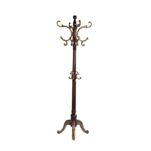 European Style Solid Wood Coat Racks Indoor Landing Bedroom Hangers Modern Assembly Home Clothes Hanger 180cm ( Color : Brown )