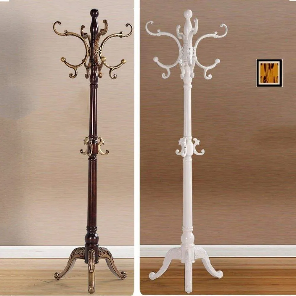 European Style Solid Wood Coat Racks Indoor Landing Bedroom Hangers Modern Assembly Home Clothes Hanger 180cm ( Color : Brown )