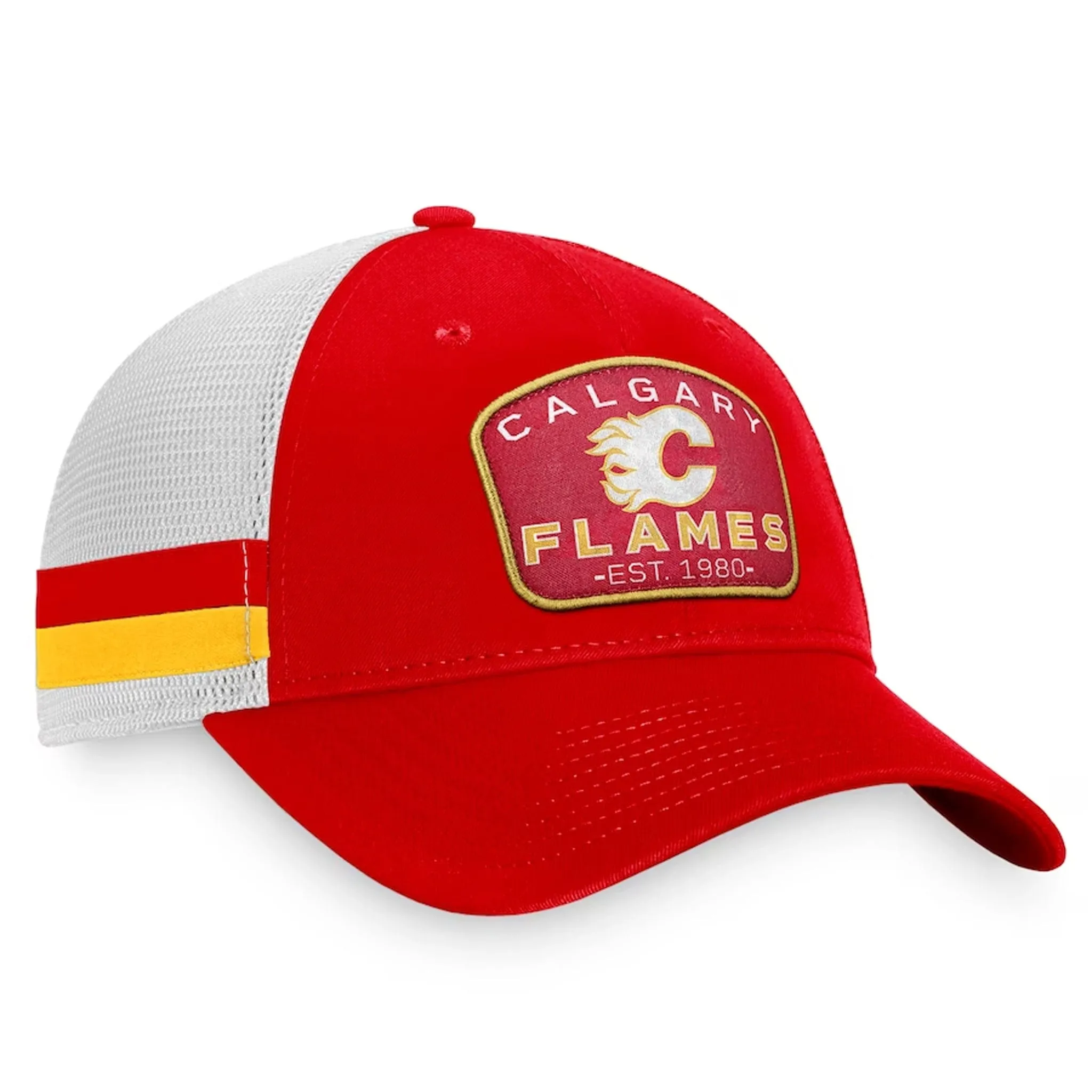 Fanatics Fundamental Structured Trucker w/Stripes Hat - Calgary Flames