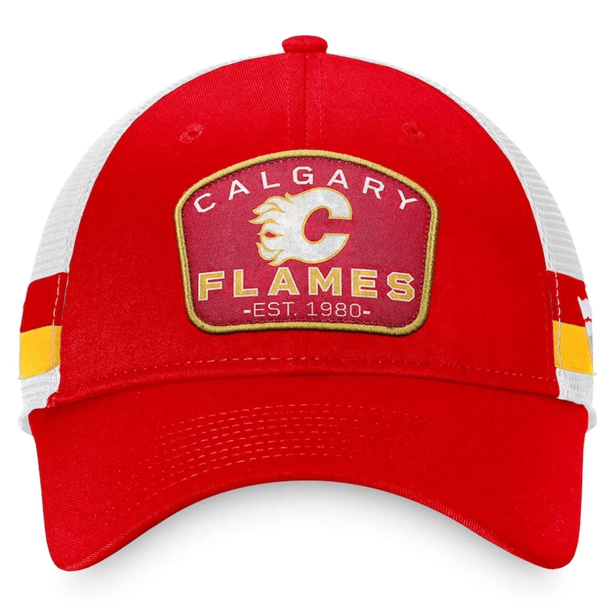Fanatics Fundamental Structured Trucker w/Stripes Hat - Calgary Flames