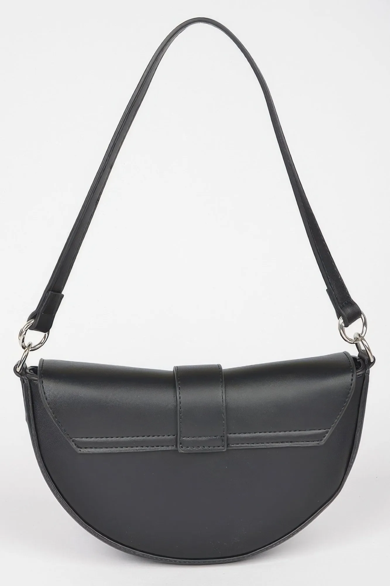 Faux Leather Buckle Shoulder Bag