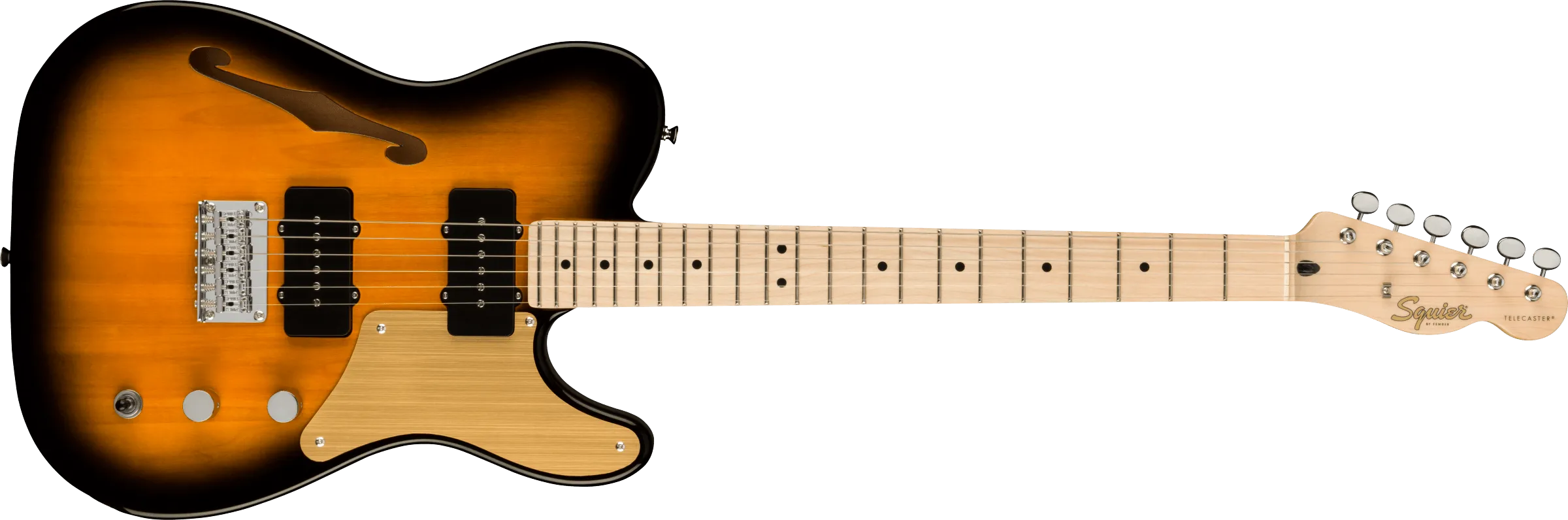 Fender Squier Paranormal Cabronita Telecaster® Thinline, Maple Fingerboard, Gold Anodized Pickguard, 2-Color Sunburst