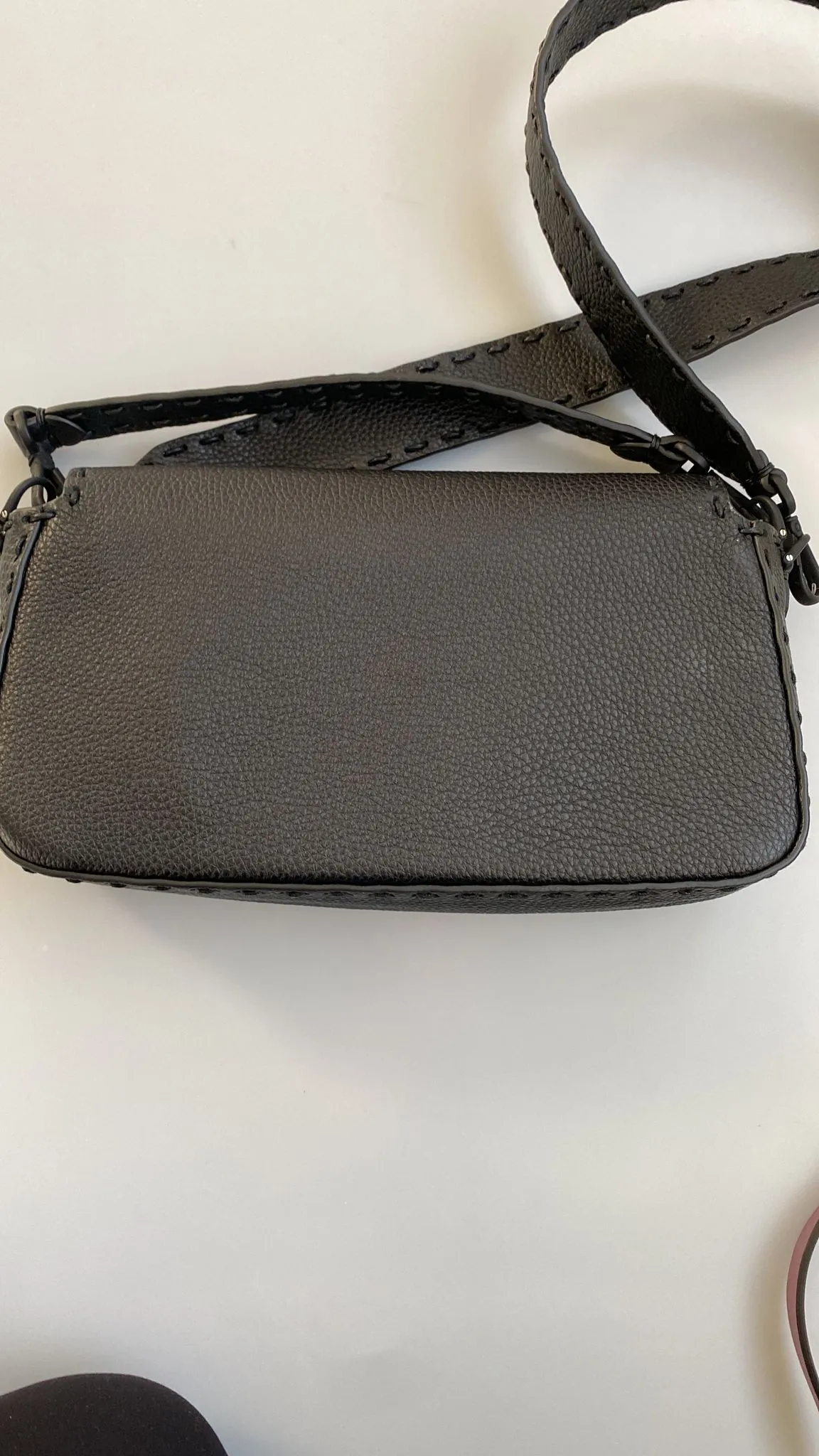 Fendi Black Selleria Regular Baguette