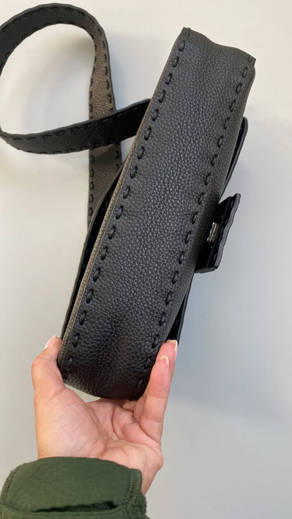 Fendi Black Selleria Regular Baguette