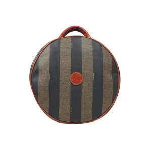 Fendi Logo Striped Two-Way Round Bag