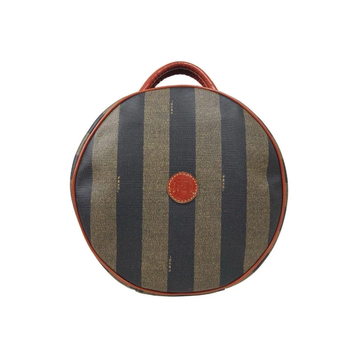 Fendi Logo Striped Two-Way Round Bag