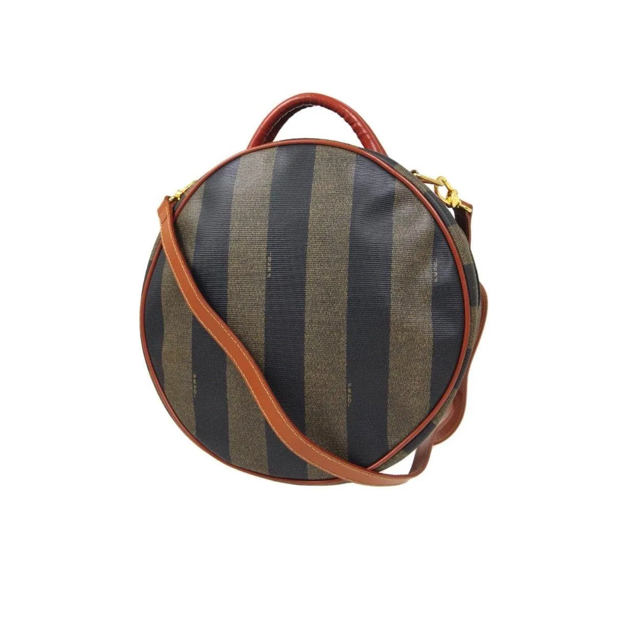 Fendi Logo Striped Two-Way Round Bag