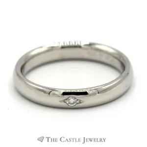Flat Set Diamond Solitaire in 14k White Gold Polished 4mm Band