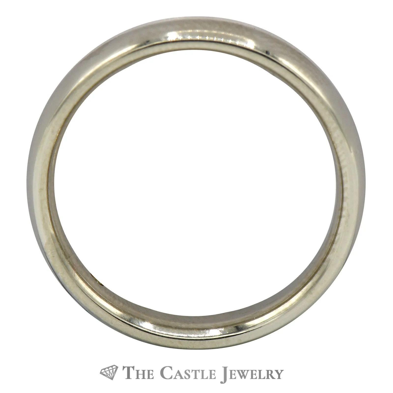 Flat Set Diamond Solitaire in 14k White Gold Polished 4mm Band