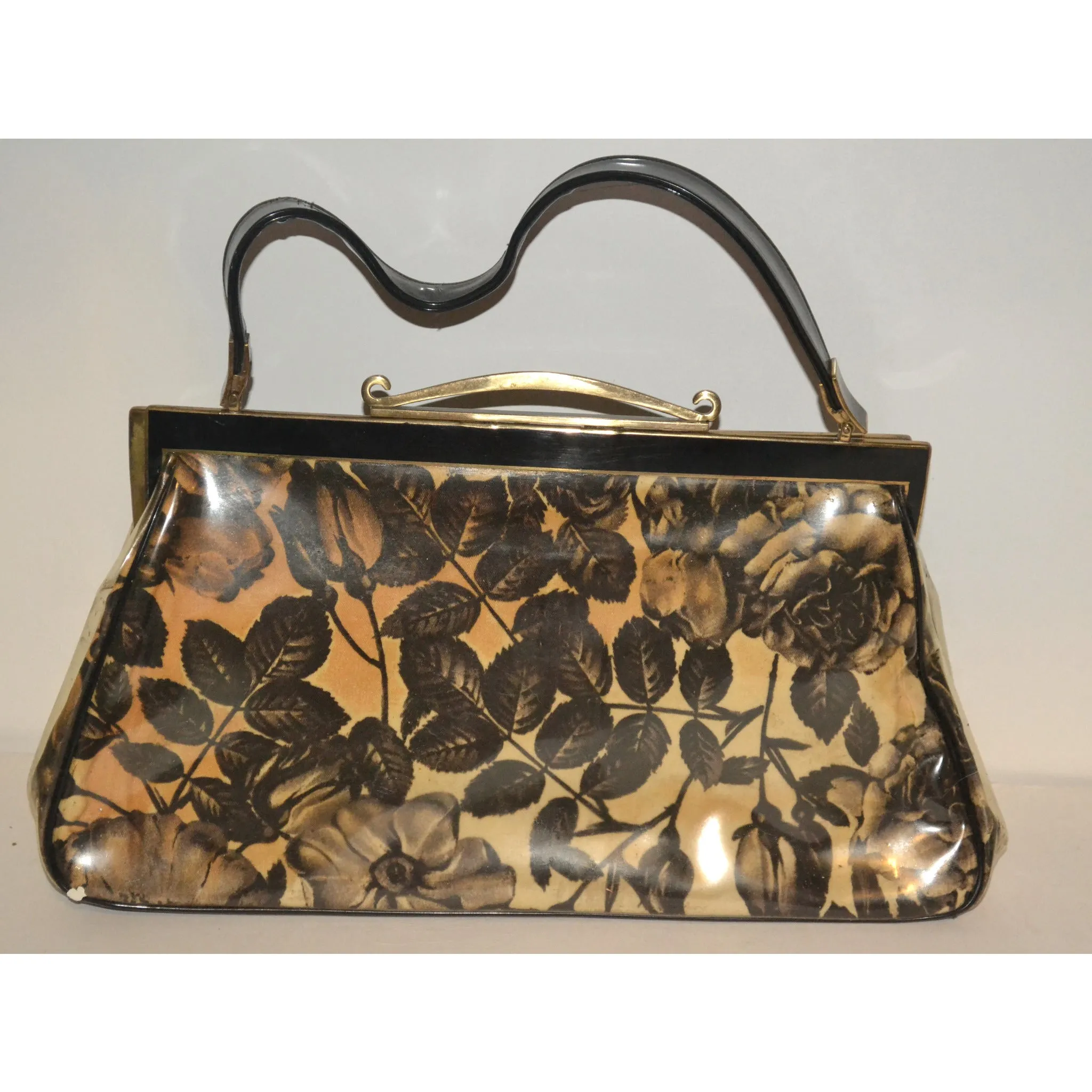 Floral Plastic Handbag By Rosenfeld