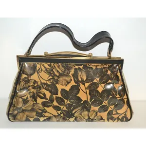 Floral Plastic Handbag By Rosenfeld