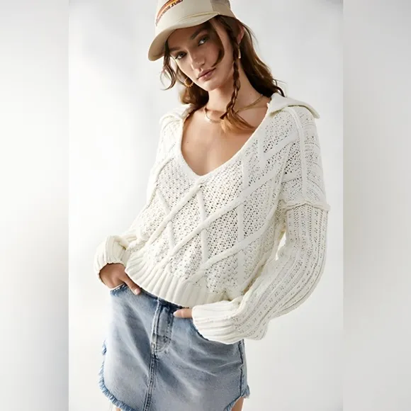 Free People Traveler Cable Pullover By Sweater