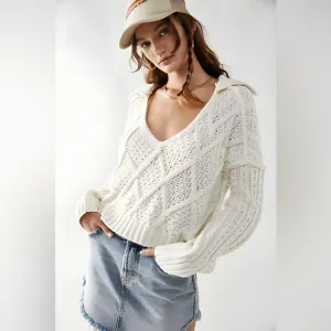 Free People Traveler Cable Pullover By Sweater