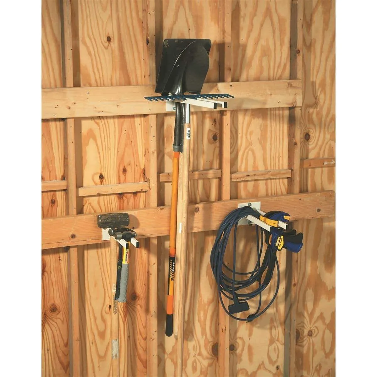 GEMPLER'S Original Wall-Mounted Steel Long-Handled Tool Tidy Storage Rack, 12 Inch Depth Bars for Safely Hanging and Storing Brooms Shovels Garden Rakes Hose Pipes Spades & General Work Tools