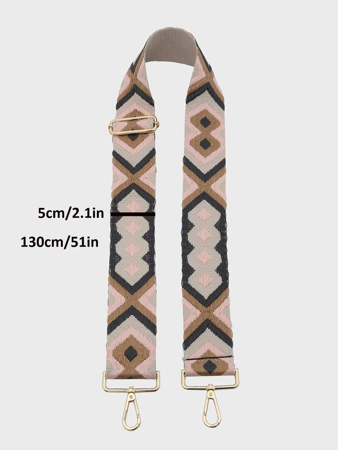 Geometric Embroidered Bag Strap