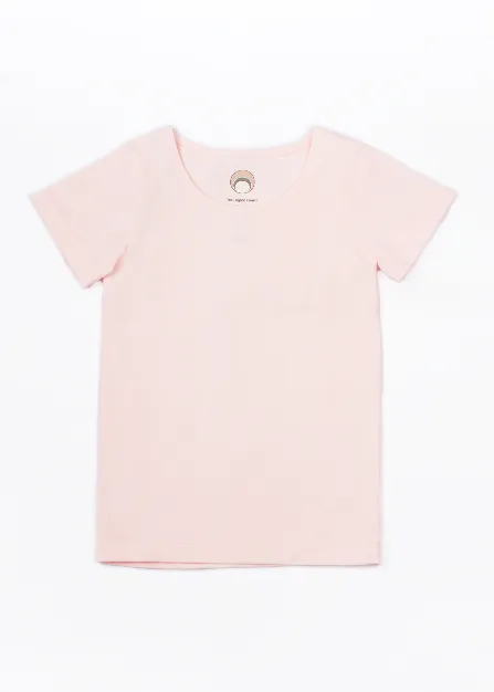 Girls Petal Pink Soft Essential Knit Organic Cotton Stretch Tee