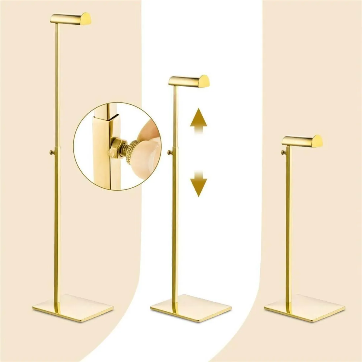 Gold Purse Display Stand - Set of Two Adjustable Height Handbag Display
