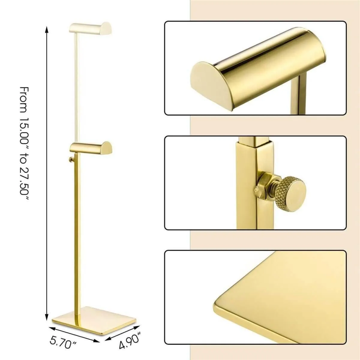 Gold Purse Display Stand - Set of Two Adjustable Height Handbag Display