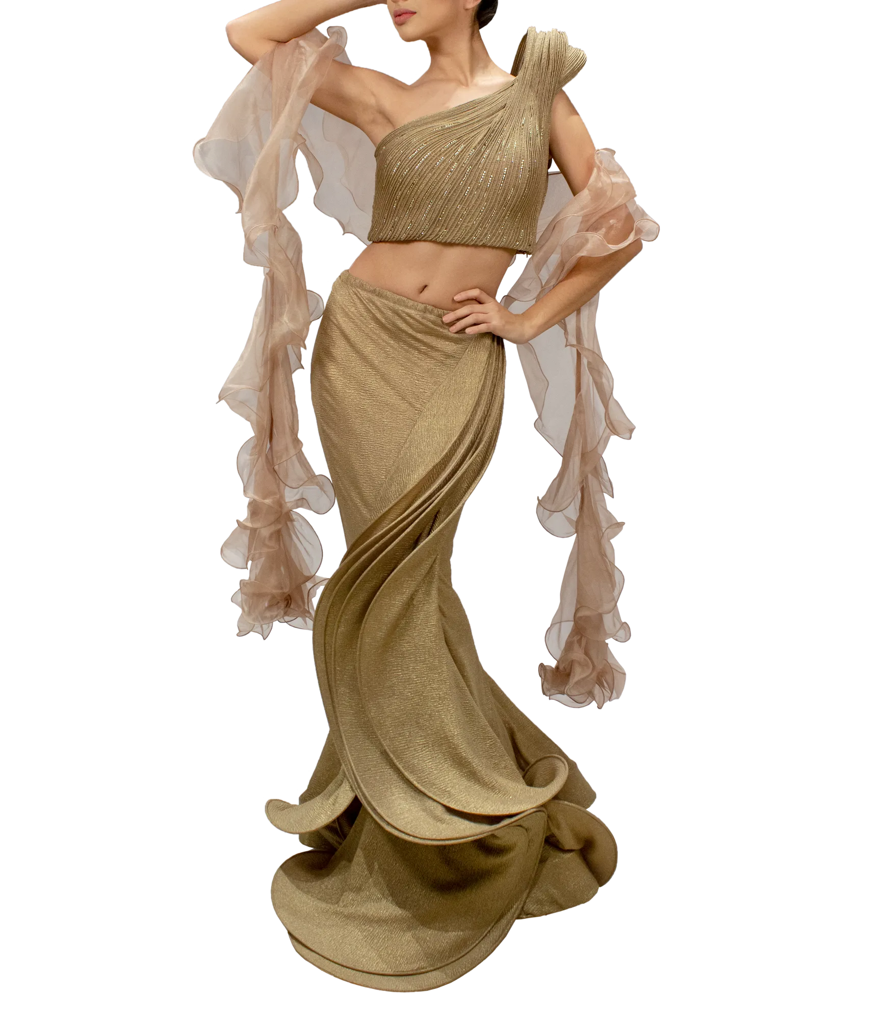 Gold Structured lehenga