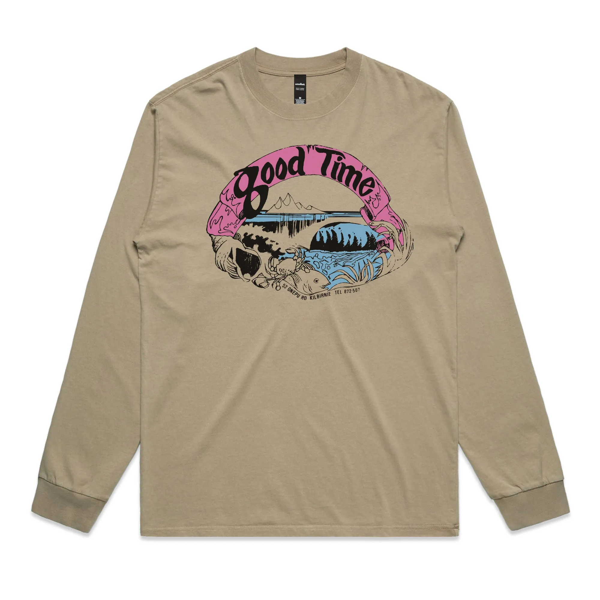 GOODTIME SURFBOARDS OG LOGO L/SL HEAVY TEE - KHAKI - 2024