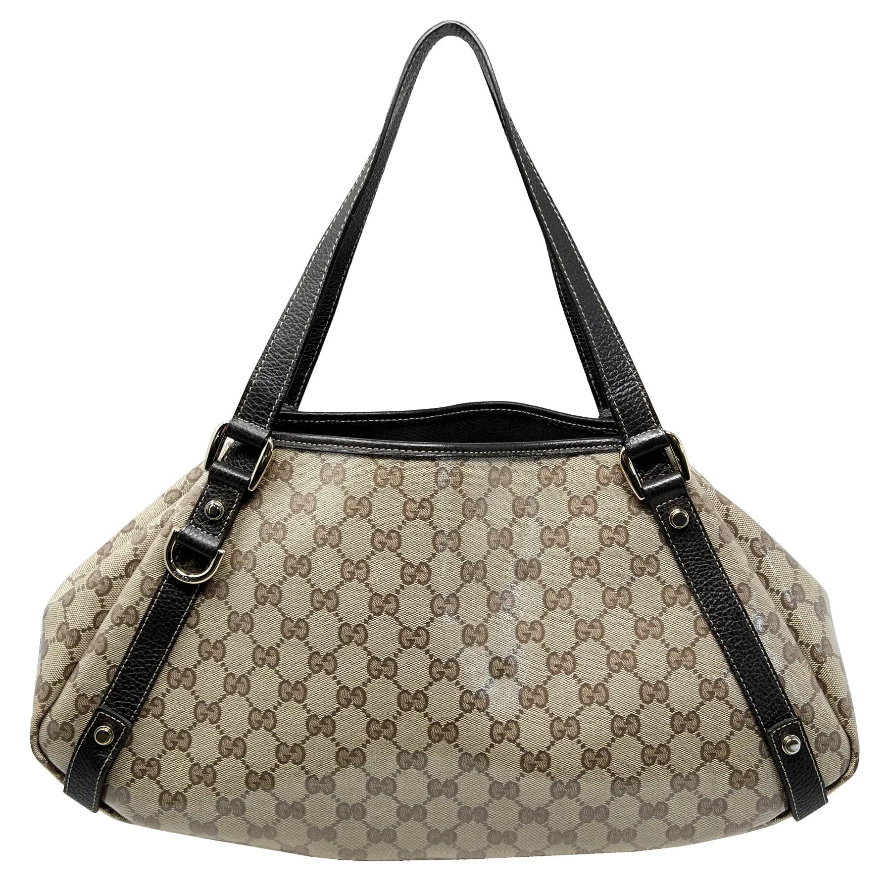 Gucci Crystal GG Logo Monogram Brown Medium Abbey Shoulder Bag