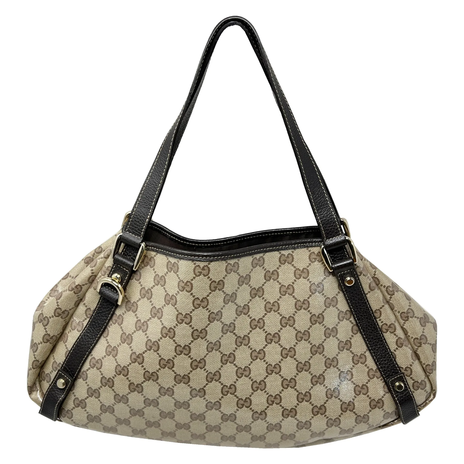 Gucci Crystal GG Logo Monogram Brown Medium Abbey Shoulder Bag
