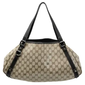 Gucci Crystal GG Logo Monogram Brown Medium Abbey Shoulder Bag