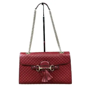 Gucci Emily Chain Flap Shoulder Bag - Red Micro Guccissima Leather (Medium)
