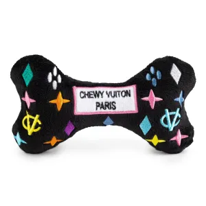 Haute Diggity Dog - Black Monogram Chewy Vuiton Bone Squeaker Dog Toy