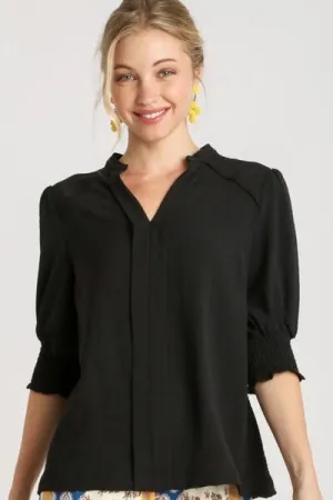 Hazel Blues® | Umgee Split Neck Boxy Cut Top with Piping Details