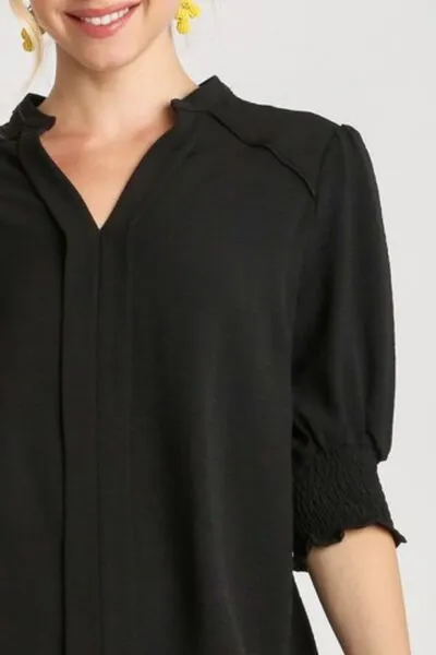 Hazel Blues® | Umgee Split Neck Boxy Cut Top with Piping Details
