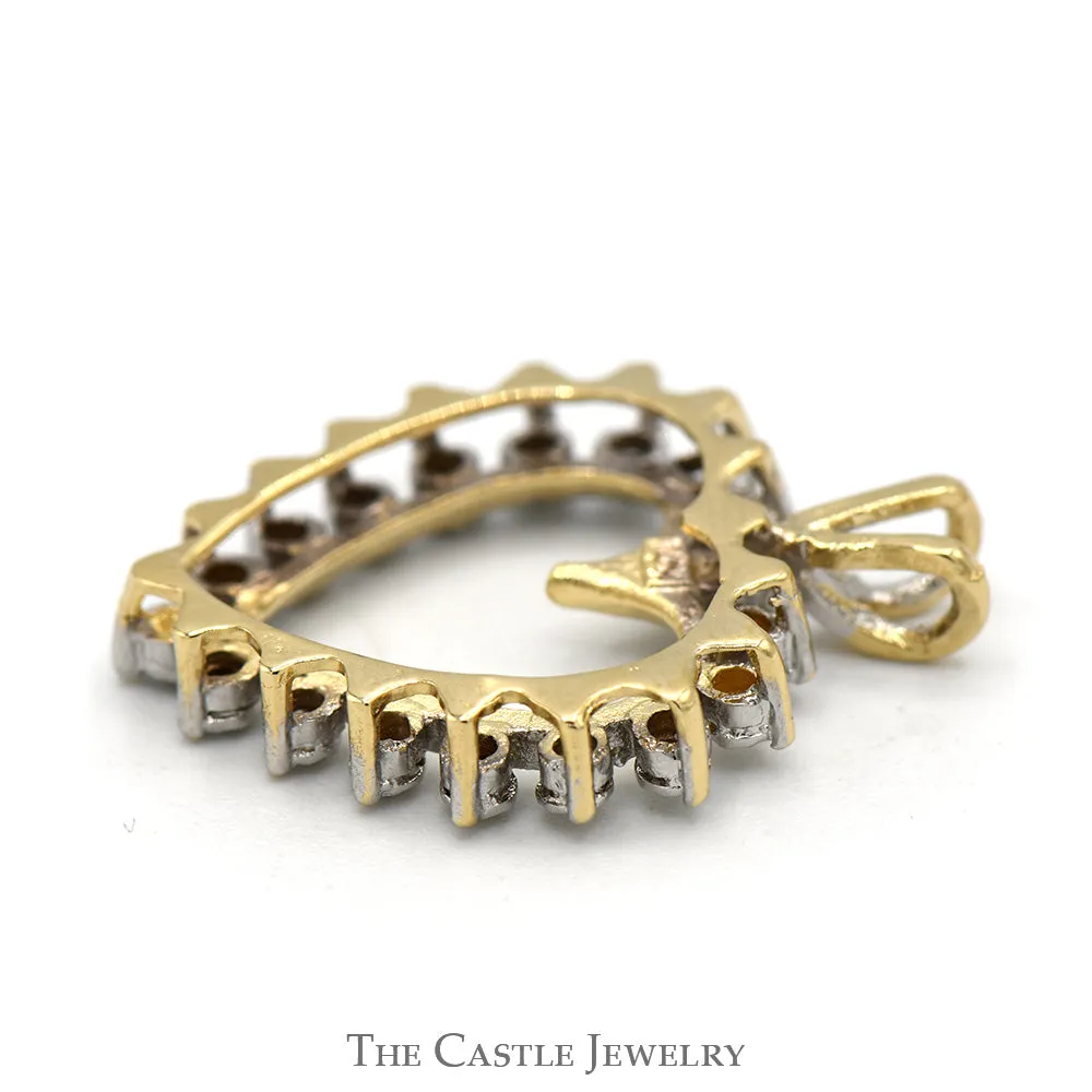 Heart Shaped Illusion Set Diamond Pendant in 14k Yellow Gold