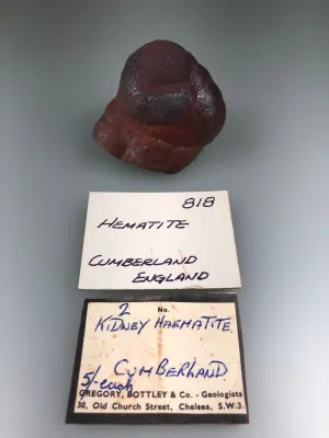 Hematite, Cumberland, England, ex. Louis Lafayette Collection #818, Miniature 3.7 x 4.0 x 4.7 cm, $200. Online 12/9