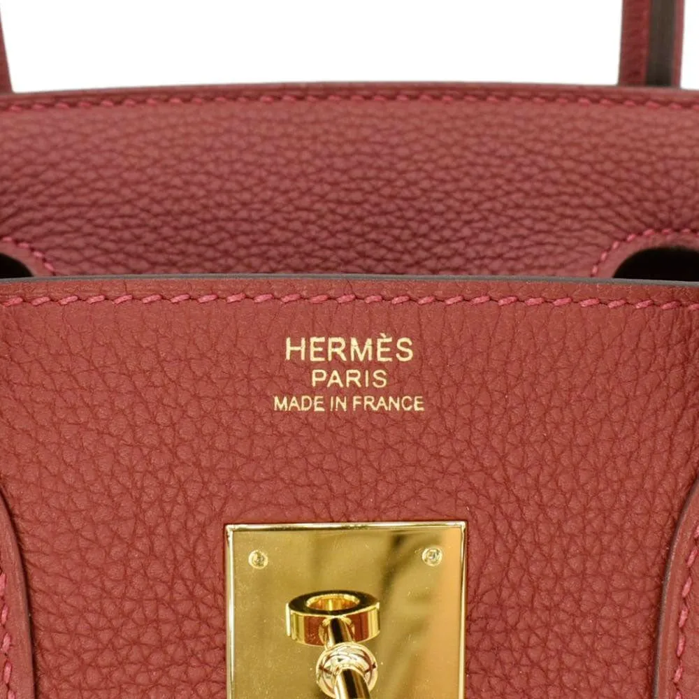 HERMES Birkin 30 Togo Leather Tote Bag Red 2020