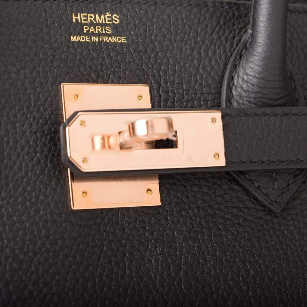 Hermes | Black Togo Birkin with Rose Gold Hardware | 30