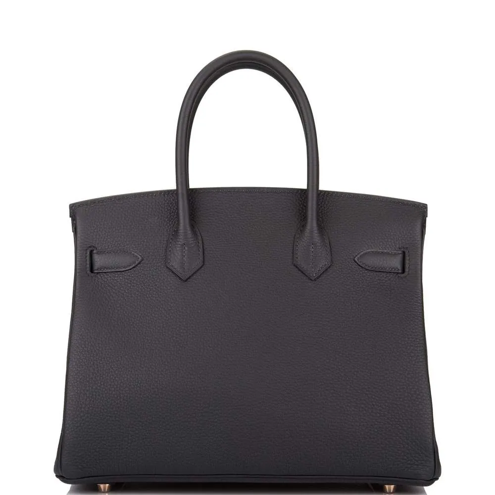 Hermes | Black Togo Birkin with Rose Gold Hardware | 30