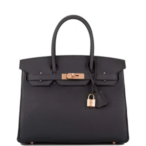 Hermes | Black Togo Birkin with Rose Gold Hardware | 30