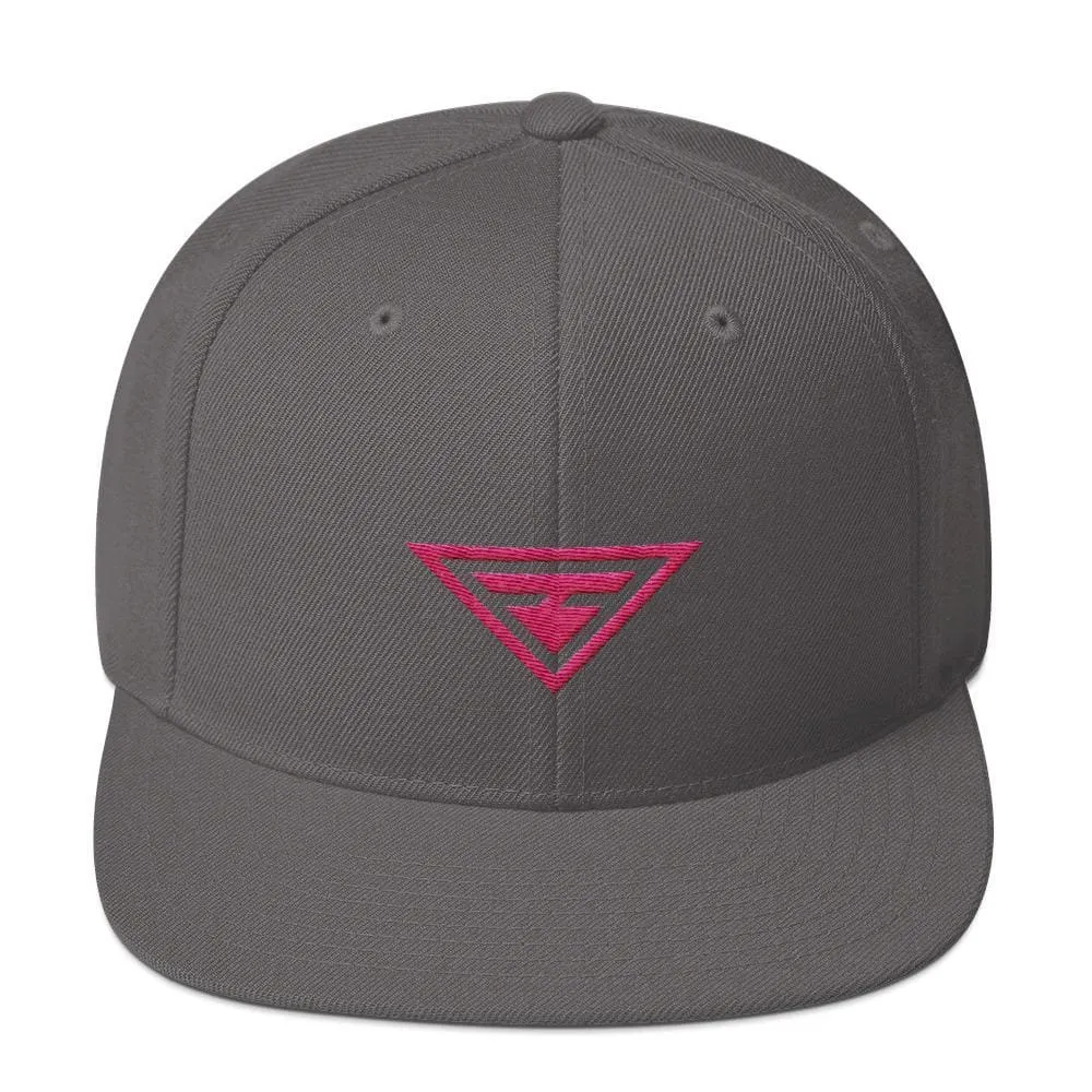 Hero Snapback Hat with Flat Brim Embroidered in Pink Thread