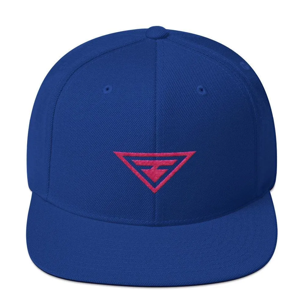 Hero Snapback Hat with Flat Brim Embroidered in Pink Thread