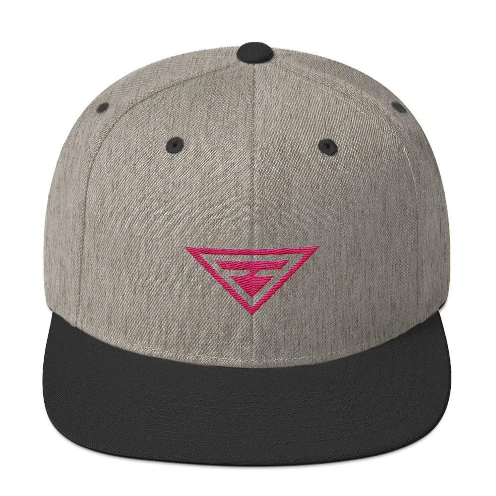 Hero Snapback Hat with Flat Brim Embroidered in Pink Thread