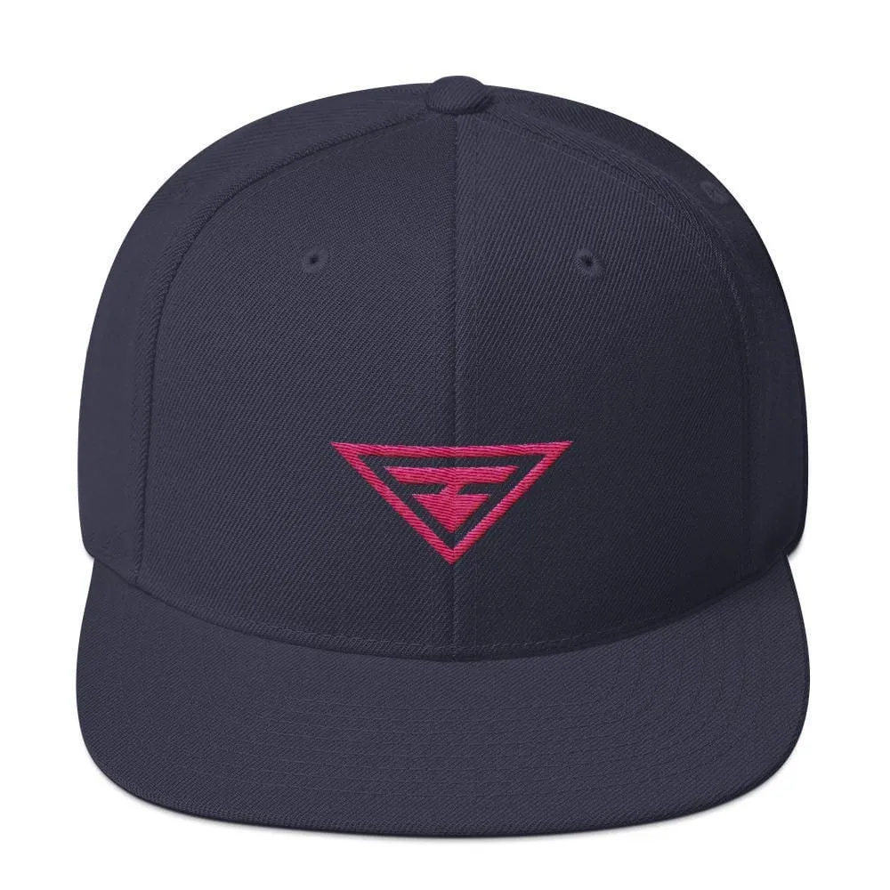 Hero Snapback Hat with Flat Brim Embroidered in Pink Thread