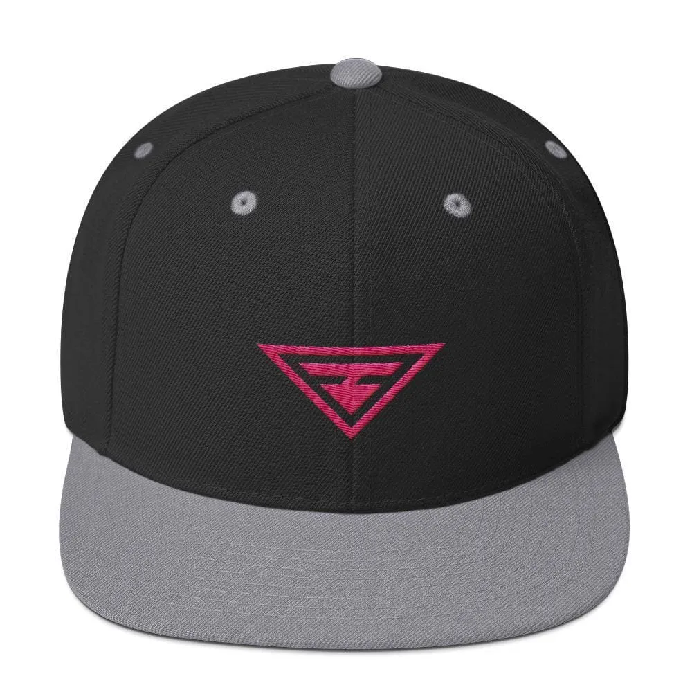 Hero Snapback Hat with Flat Brim Embroidered in Pink Thread