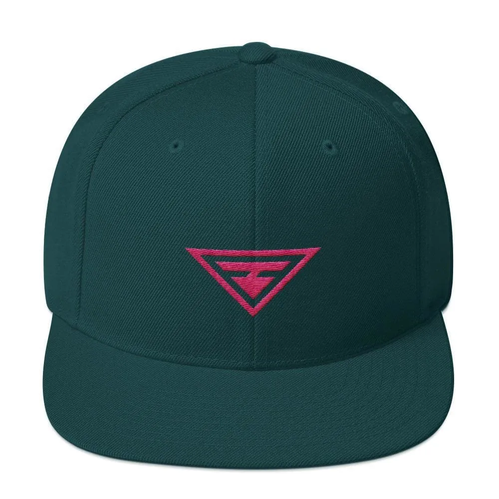 Hero Snapback Hat with Flat Brim Embroidered in Pink Thread